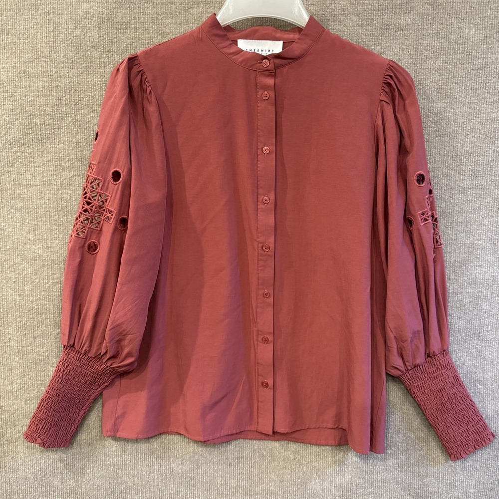 The Shirt by Rochelle Behrens Top Womens Small Button Up Dusty Rose Boho Style